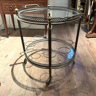 Round Brass Drinks Trolley