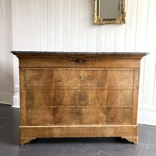 19th Century Walnut Commode Grey Marble