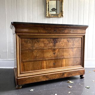 19th Century Burr Walnut Marble Top Commodde