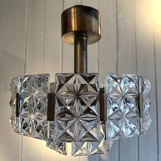 1970’s Glass and Chrome Chandelier