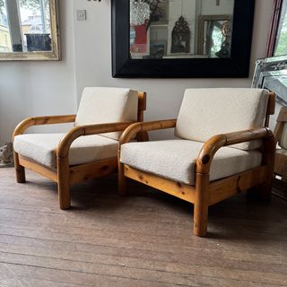 Pair of Pine Frame Armchairs