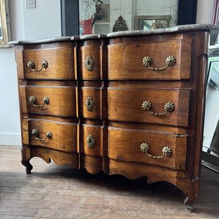 18th Century French Serpentine Fronted Marble Top Commode