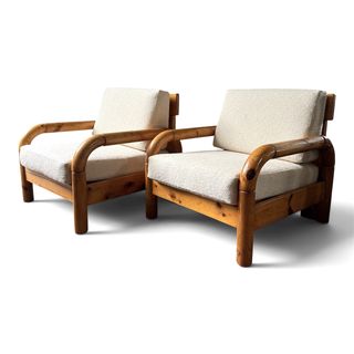 Pair of Pine Frame Armchairs